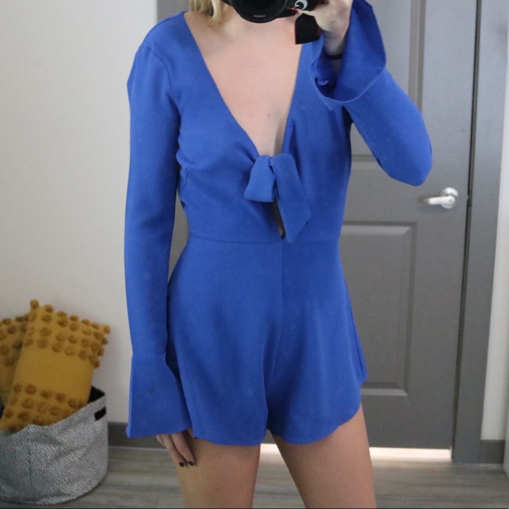 By The Way blue long sleeve romper